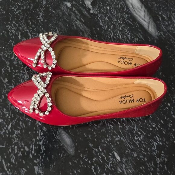 BRAND NEW TOP MODA COMFORT  with  RHINESTONE BOW WOMEN  FLAT R3 - Picture 6 of 15